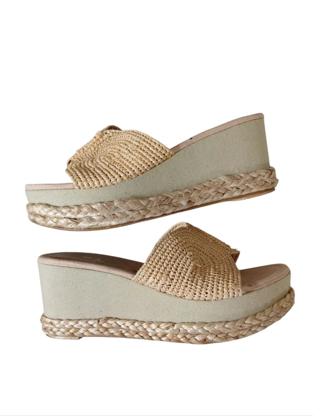 Torgēis Women's Woven Straw Slide Wedge Sandals